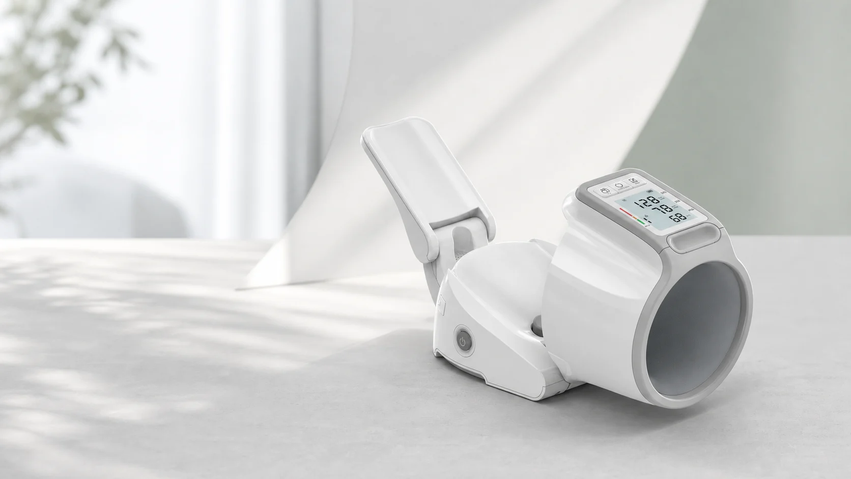 KorotPulse CH-S693L automatic upper-arm blood pressure monitor in a calm home setting